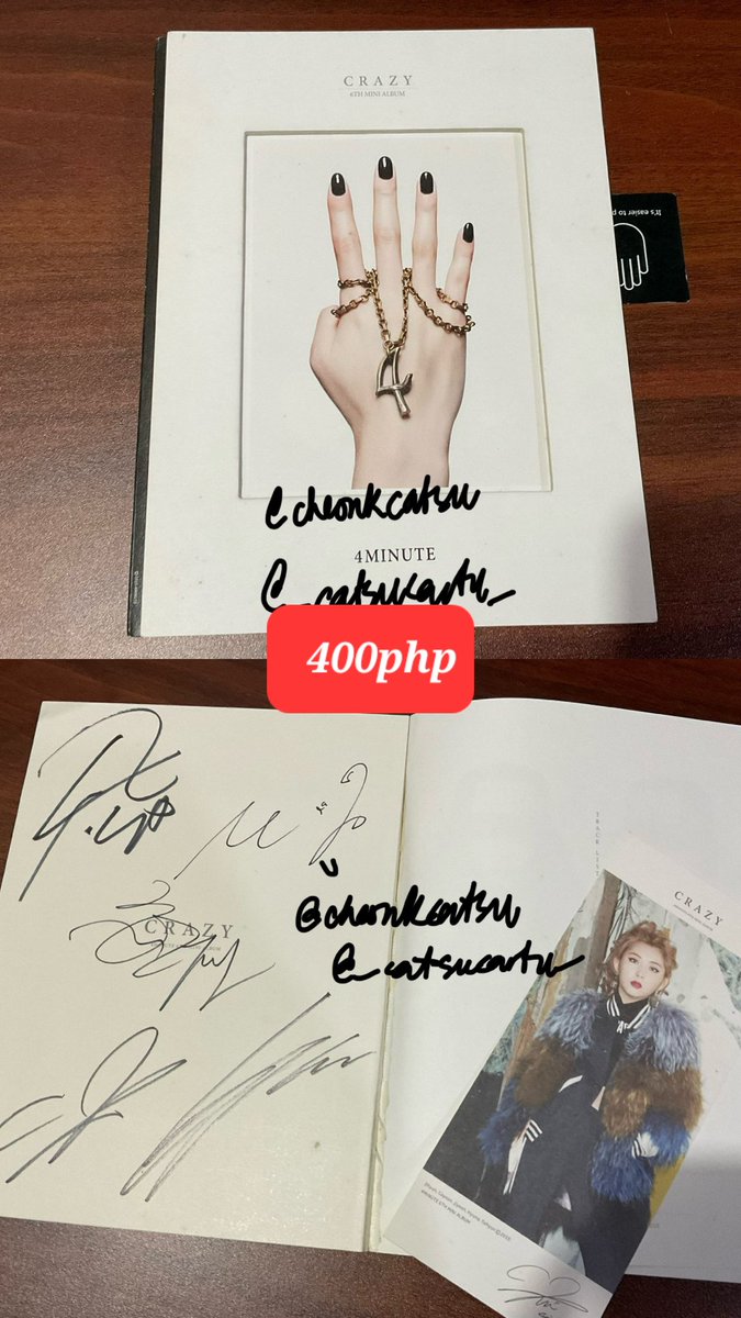cheonkcatsu's tweet photo. wts lfb ph

4MINUTE Old Albums

Crazy (Signed) - 400php
Name Is 4Minute - 200php
Buy both for 500php

PAYO only
Pls READ 1st pic for more info &amp; before claiming

DM to buy https://t.co/jQehMQAMNo