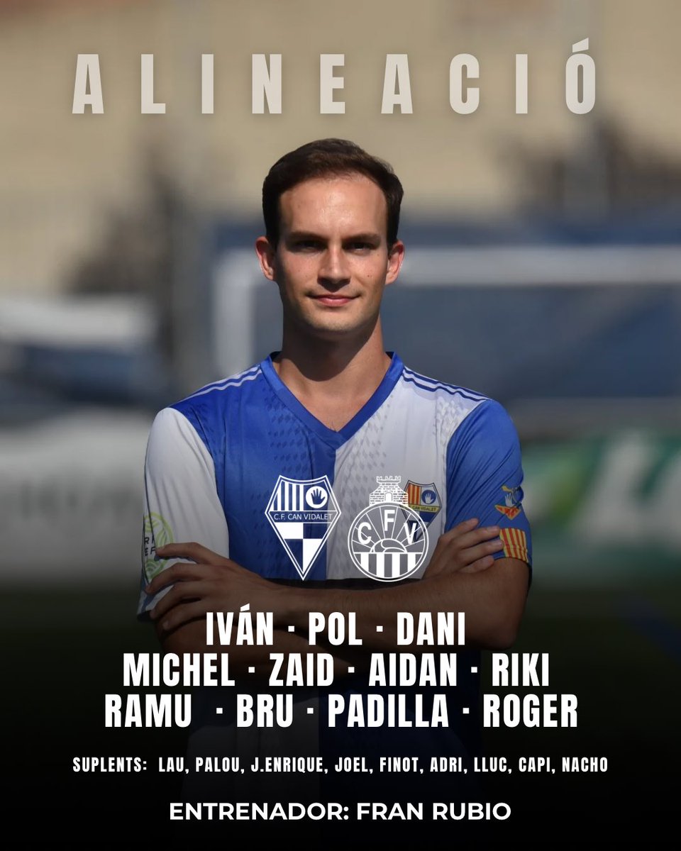 📋 ALINEACIÓ CONFIRMADA! 🔵⚪

Ja tenim l’11 del Canvi per al primer partit de l’any 💪
Tot a punt al Molí!

⚔️ CF Can Vidalet – CF Vilanova
🕛 12:00 h

Som-hi, equip! 💙🤍