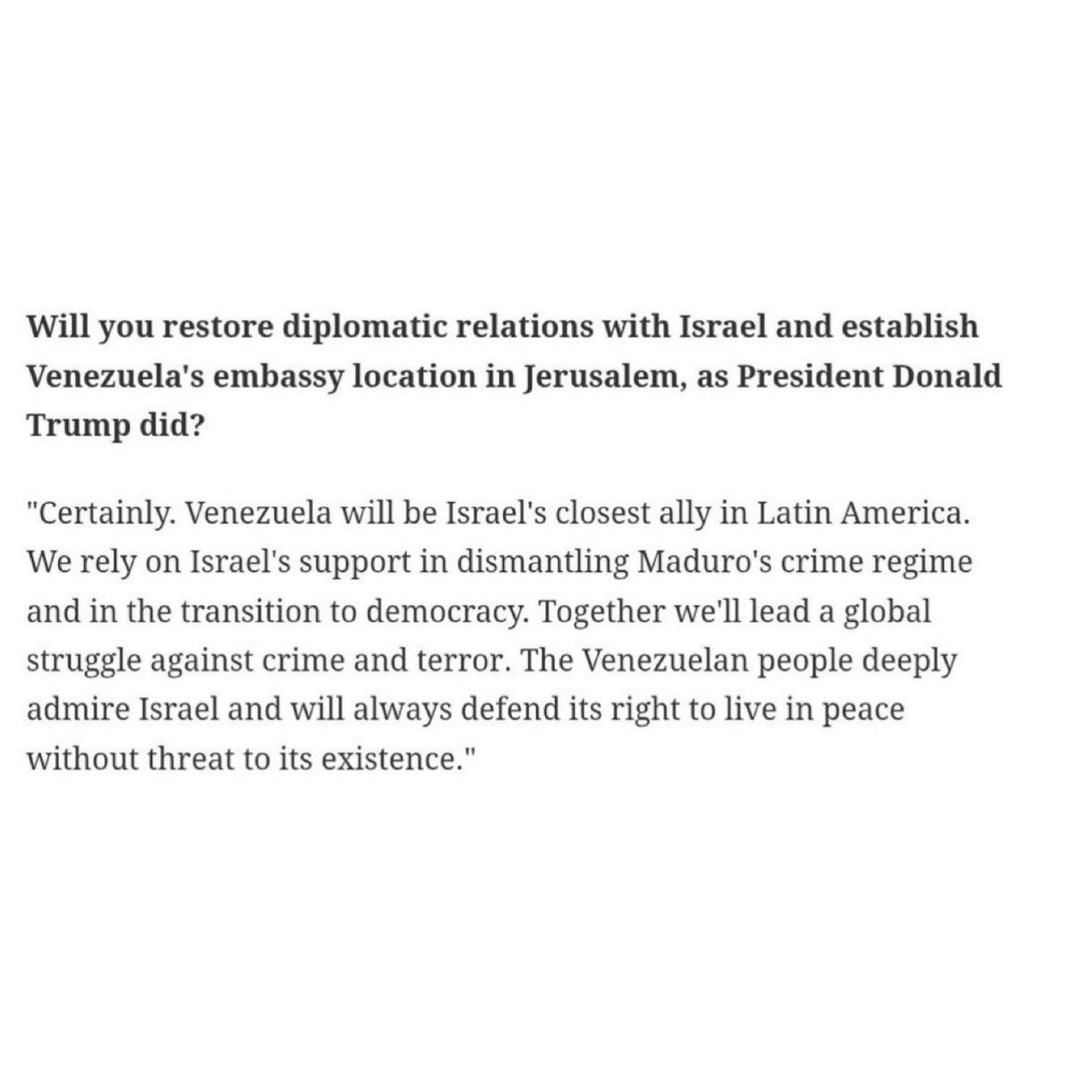 VoxUmmah's tweet image. General Jack Keane, former vice chairman of the U.S. Joint Chiefs of Staff, said:

“The implications here are really great for the Israel Venezuelan people.”

The remark reflects how closely Israeli political and security figures have tied themselves to U.S. interventionist