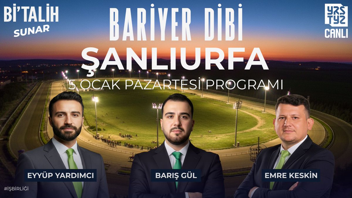 🎬 <a href="/geldibitalih/">Bitalih</a>'in sunduğu #BariyerDibi her gün deneyimli moderatörleri ve uzman yorumcularıyla #Yarıştayız kanalında! #işbirliği

🗣 Bu akşam 22.45'te <a href="/Baris_Gulll/">Barış Gül</a> moderatörlüğünde <a href="/eyyup_mc/">eyyüp yardımcı</a> ve <a href="/keskinemre18/">Emre KESKİN</a> "5 Ocak Pazartesi" günü koşulacak Şanlıurfa yarışını CANLI yayında