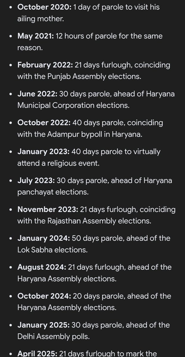 RShivshankar's tweet photo. SHAME! SHAM OF BETI BACHAO CAMPAIGN! 
Gurmeet Ram Rahim Singh, Dera Sacha Sauda chief granted 40-day parole by the Haryana government from Jan 4, 2026. This is his 15th parole since 2017 conviction for rape and murder. Last time he got 40 day parole as a birthday gift! https://t.co/XEJHfrytZg