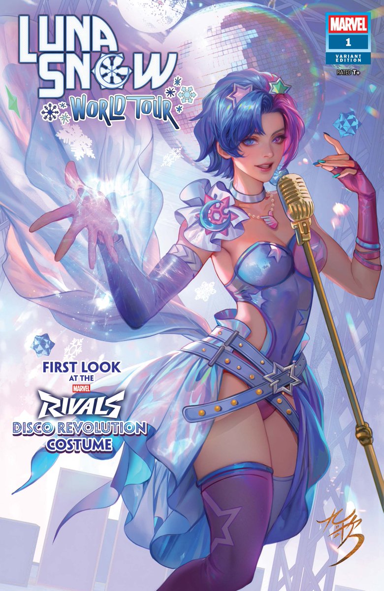 mmmmmmmmiller's tweet image. ‼️ PREVIEW: LUNA SNOW DISCO SKIN

We just gave us our first look at the upcoming "Disco Revolution" costume for Luna Snow courtesy of a newly revealed variant cover for her upcoming solo comic, Luna Snow: World Tour, available in stores on January 14th, 2026. #MarvelRivals