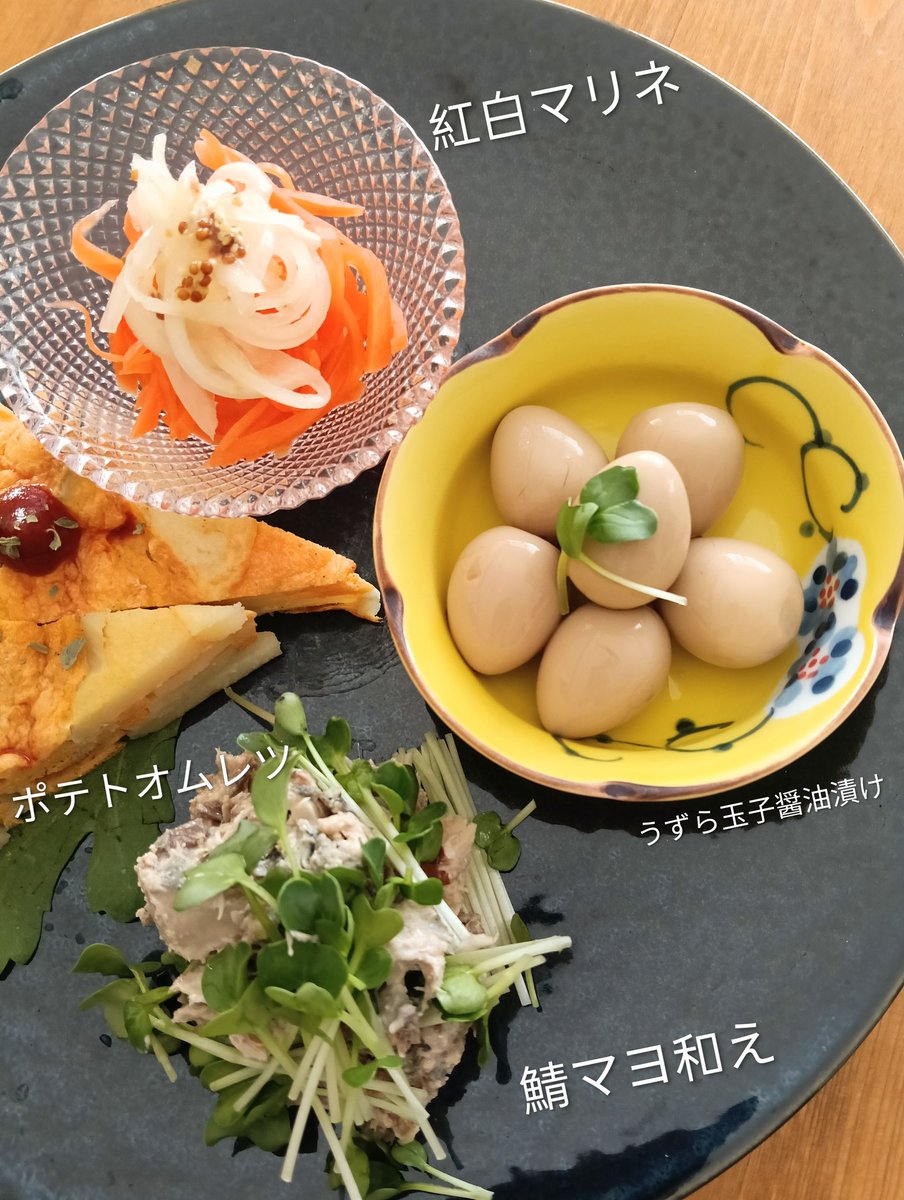 CareerLab_'s tweet image. 2026年𓃗
明けましておめでとうございます✨
昨年も、ありがとうございました！
本年も、どうぞよろしくお願いいたします🍀💛

新年美腸美肌プレート
・２色マリネ
・鯖マヨ和え
・ポテトオムレツ
・うずら玉子醤油漬け
・牛スジ大根煮込み
・むさし風 出汁むすび🍙 ←お餅の代わり

#発酵文化研究所