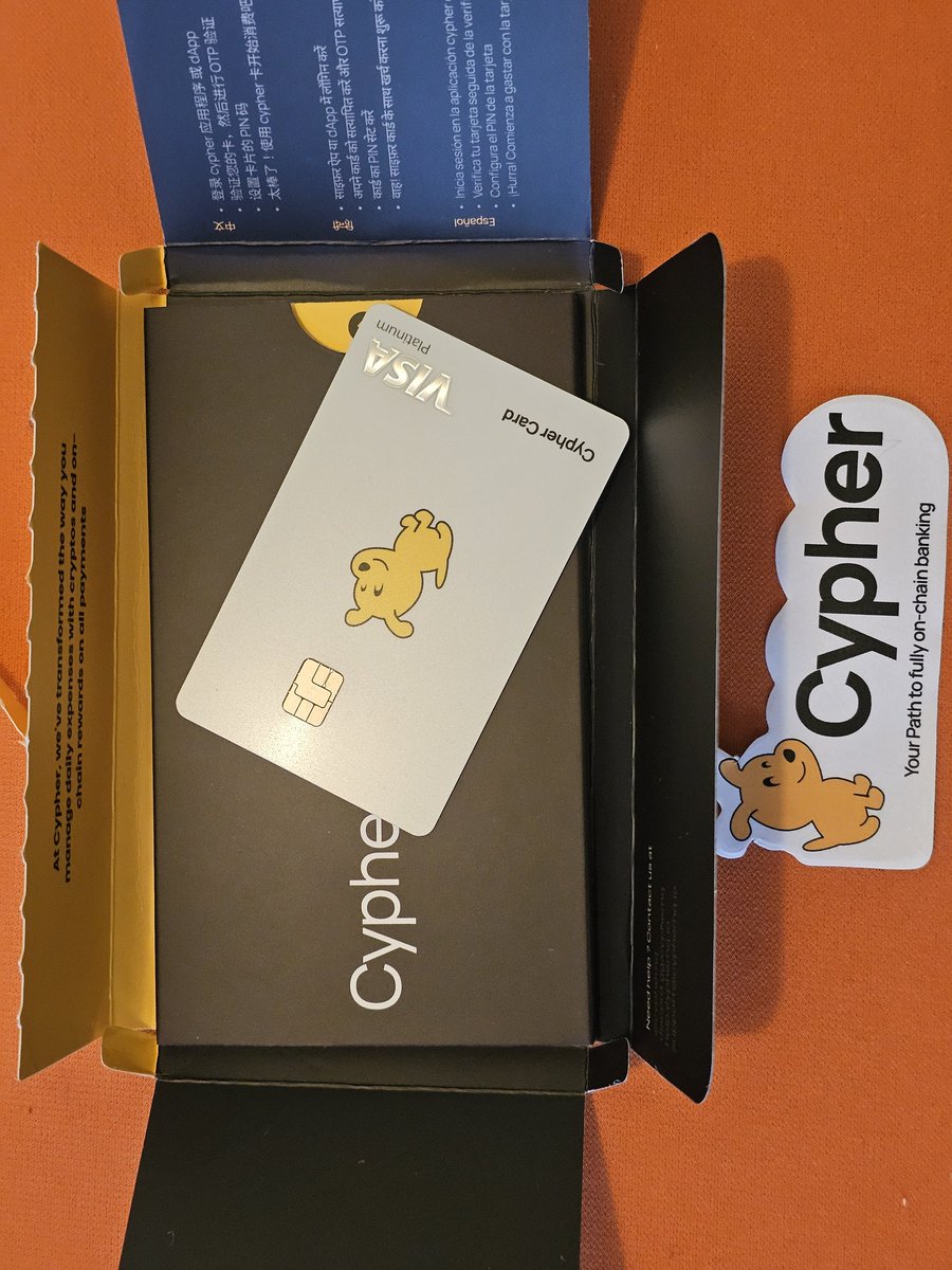 Just got my first crypto card and I am so glad I went with @Cypher_HQ_  their support handled shipping to my country (difficult country to ship  crypto cards to) well. Great packaging