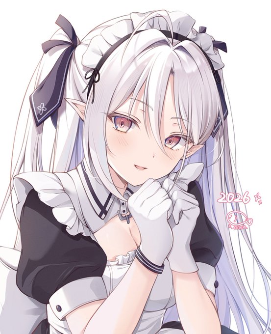 初描きメイドのアルビノちゃん