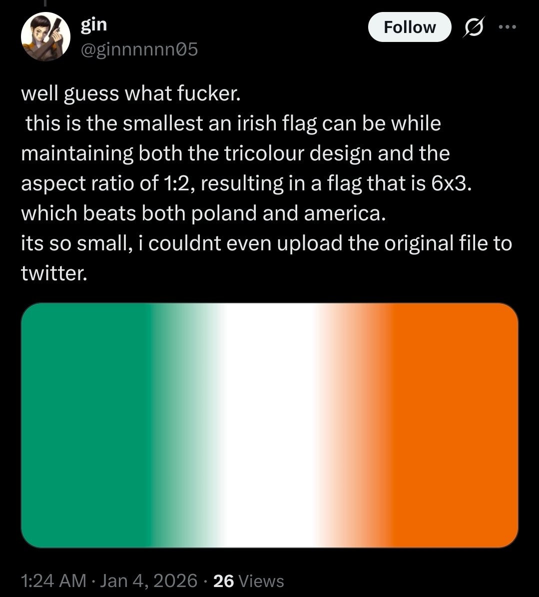 netspooky's tweet image. The only war I support is the battle over which country's flag requires the fewest pixels to render while maintaining the proper dimensions.