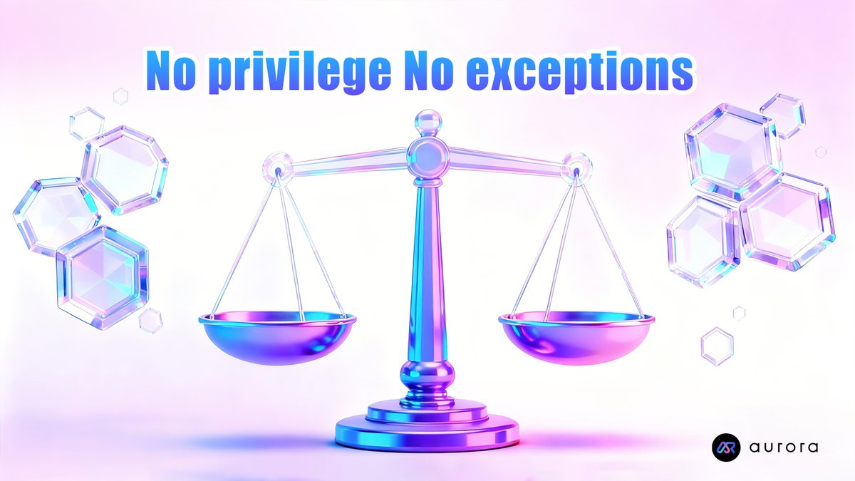 AuroraDeFi40's tweet photo. ⚖️ On Aurora:
No privileged wallets.
No secret switches.
No “special treatment.”
🔒 Rules apply equally. That’s real fairness.
#Aurora #FairRules #OnChainLogic https://t.co/psVdtBlMCR