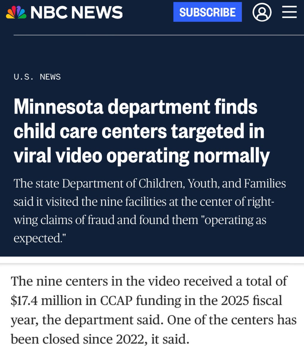 libsoftiktok's tweet image. Guys there is no fraud in Minnesota according to NBC

Oh besides for that one center that received millions in funding but has been closed since 2022

Can’t make this shit up

You don’t hate the media enough