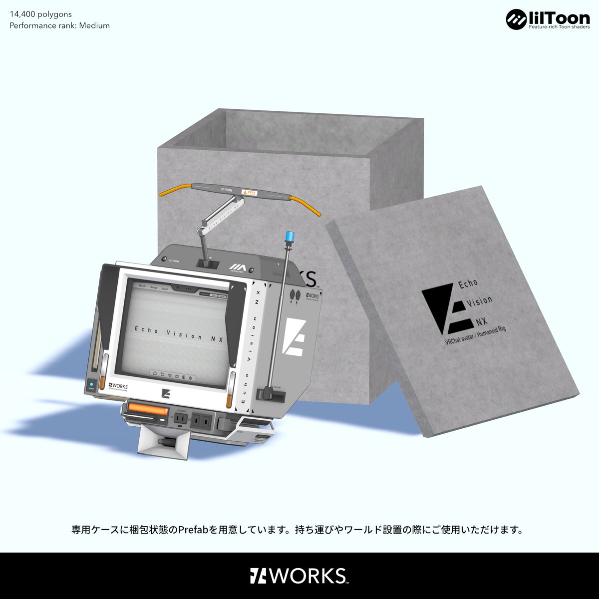 VRChat 対応アバター「Echo Vision NX」の販売を開始しました。
Echo Vision をフルモデルチェンジした後継機種となります。

よろしくお願いします！！

Echo Vision NX【VRChat Avatar】 | #PLUS_WORKS
plus-works.booth.pm/items/7735986 #booth_pm 

#VRChat