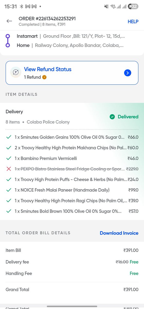 bhavna4v1's tweet photo. @instamart_it
New way of cheating their customers
I placed an order and The bottle was out of stock I guess so they processed a refund but they decided to cheat me. The bottle cost was Rs 229 but they refunded Rs 118
And this is the rubbish replies I get from them
It's pathetic! https://t.co/NUvh5ZkVXw