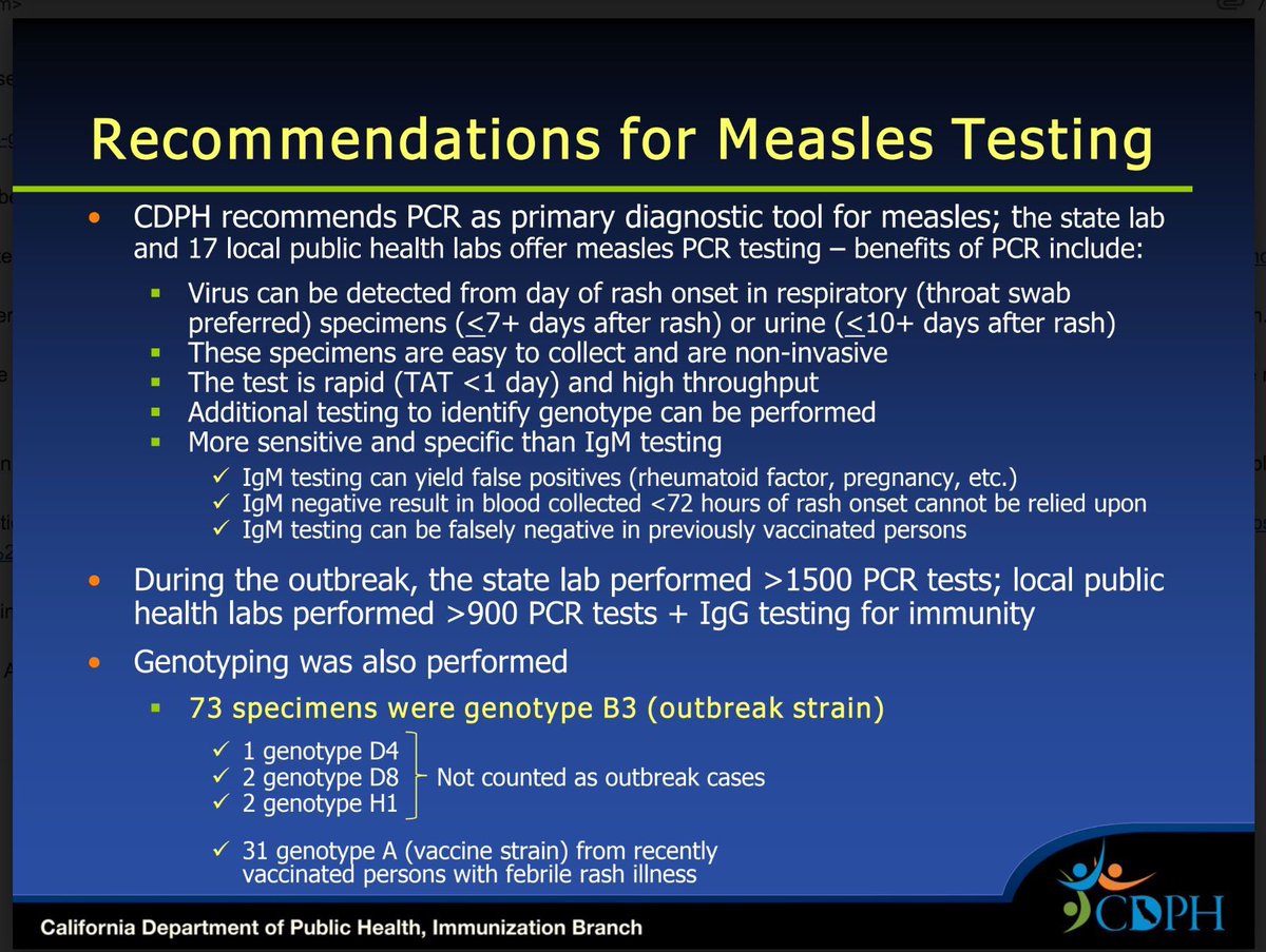 BeckyJohnson222's tweet image. "Why r they intentionally not doing Genetic Seq to find out?"
Maybe because when they did it before they got these results?  #Measles #CDPH "Disneyland" measles outbreak of 2015.
