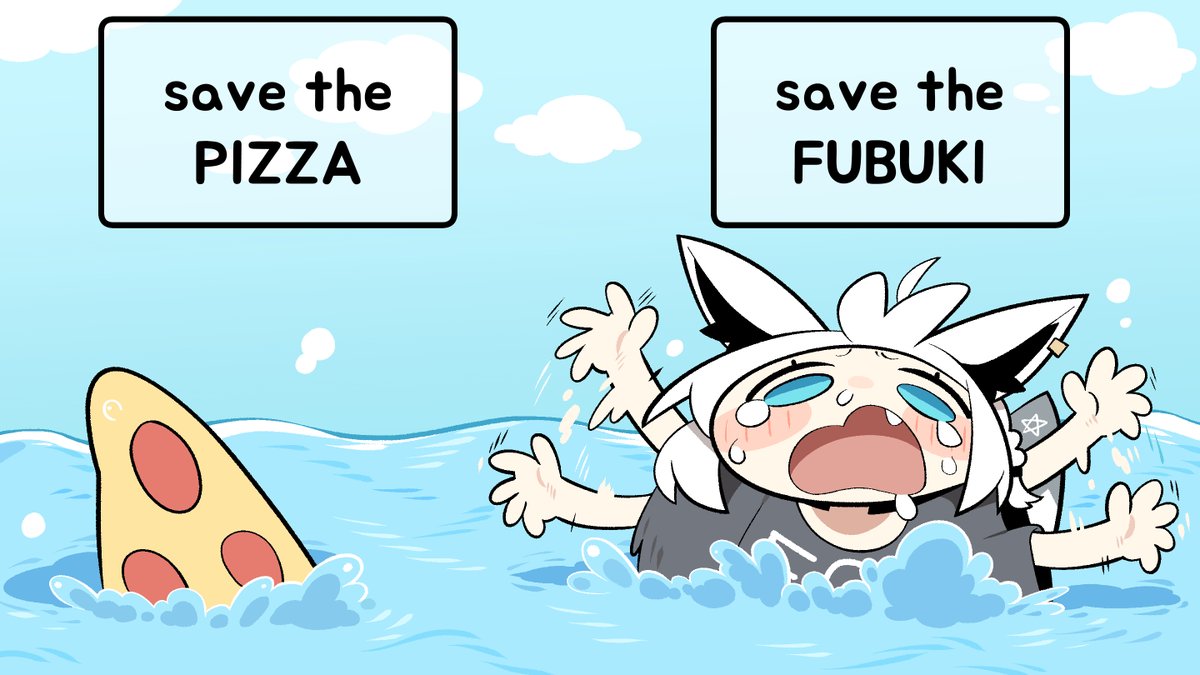 🍕vs🦊 #絵フブキ