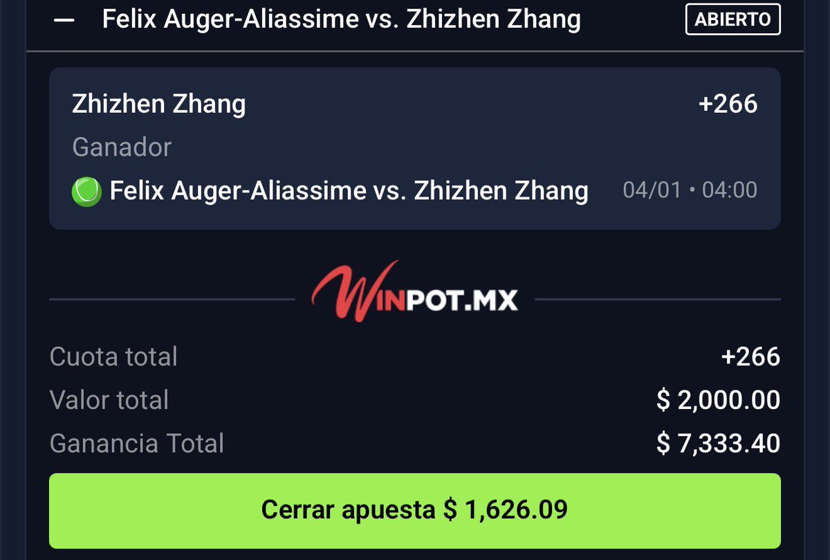 ElLicenciadoT's tweet image. Felix no ha jugado en 2 meses 

Zhang es de esos jugadores que puede perder 6-0 y 6-0 o ganar saliendo a +1,000 pago por ver

Lo ideal sería el handicap, pero soy TOSCO