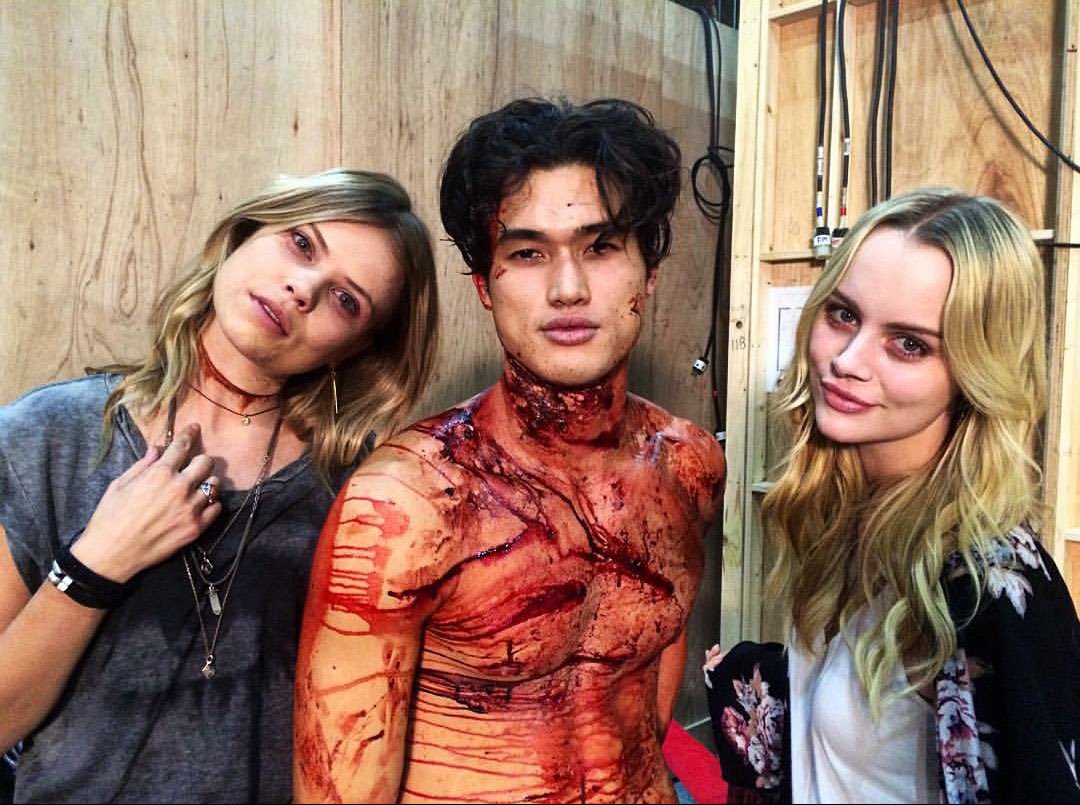 Charles Melton behind the scenes of American Horror Story (2015)