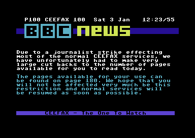 ArtstateDigital's tweet photo. With a helping hand, you've made the news! @JudgeDrokk #Compunet #Teletext

Courtesy of the Commodore 64 CEEFAX Emulator by HERO. #C64 https://t.co/QDOsteicN5