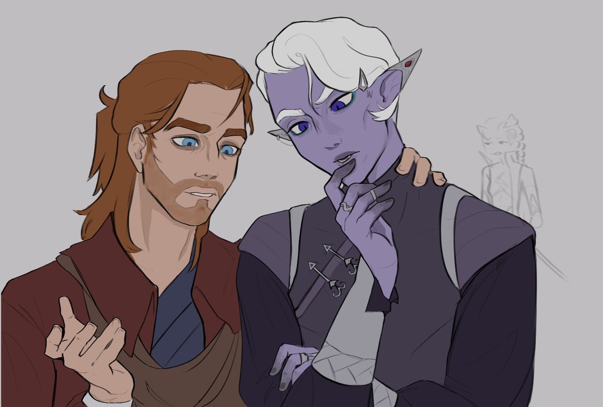 SparrowSocks's tweet image. all wizard colleagues stand this close beau. very normal proximity. mhm. 
#mightynein  #shadowgast