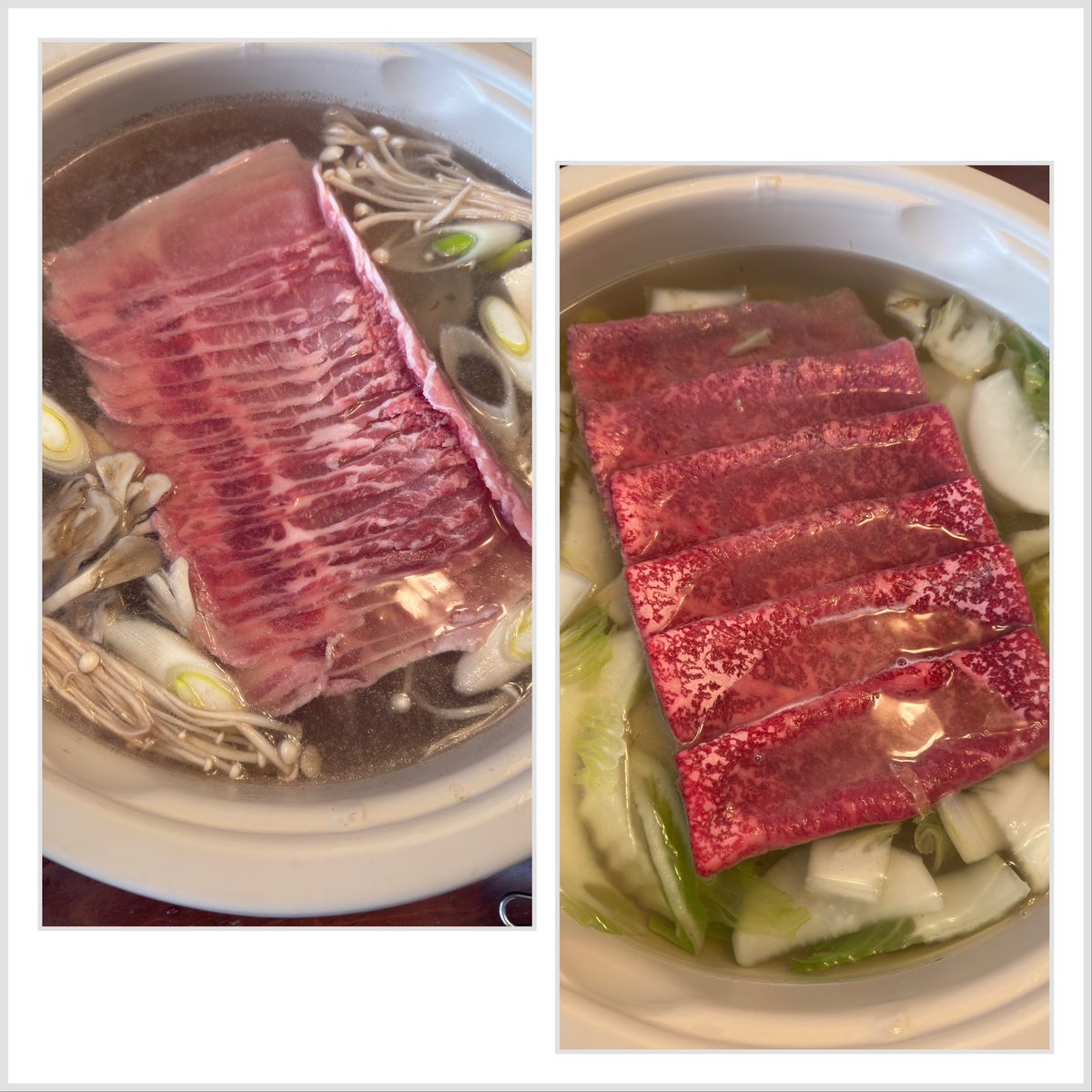 38Vi1's tweet image. 我が家、連休最終日は夕飯早めスタートの家しゃぶ🥩です^_^

サシ少なめお肉で😁

解凍甘くても、とりあえずぶち込む💪

牛と豚と野菜とキノコ類とマロニー😄

シメは、ほうとうとミニお餅✨

ご馳走様でした😋

また、飲んじゃったな…😅

#おうちご飯 
#家しゃぶ
#連休最終日
#仕事始められない