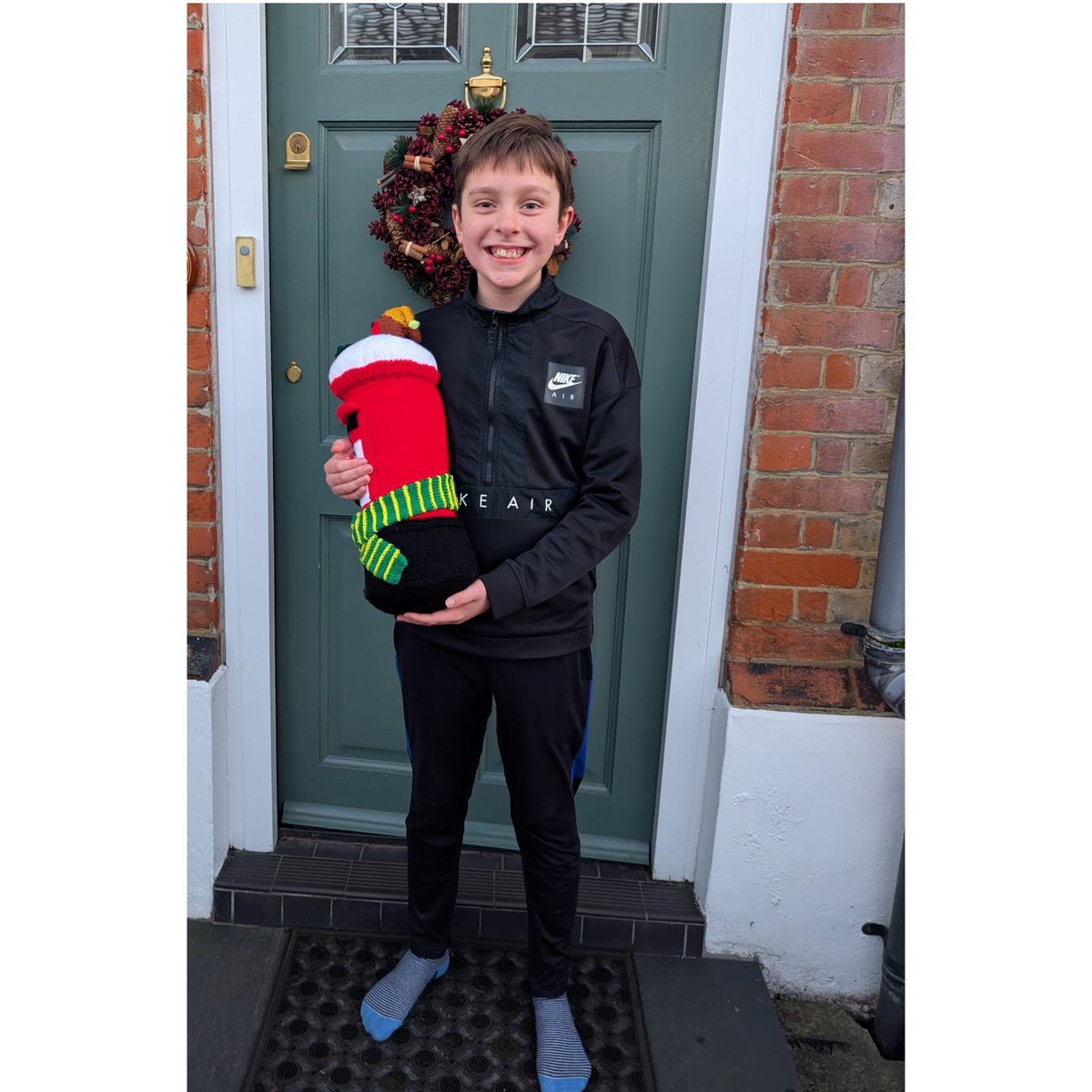 CONGRATULATIONS to 10 year old Charlie, winner of our Happy Place Postbox Quiz! Here he is with his very own hand-made woolly postbox! Well done Charlie!