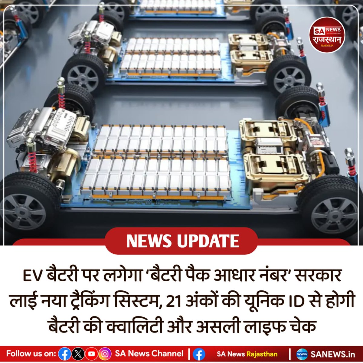 SANewsRajasthan's tweet photo. News-EV बैटरी पर लगेगा ‘बैटरी पैक आधार नंबर’, सरकार लाई नया ट्रैकिंग सिस्टम, 21 अंकों की यूनिक ID से होगी बैटरी की क्वालिटी और असली लाइफ चेक
#EVBattery #BatteryPackAadhaar
#ElectricVehicles #EVNews #GreenEnergy
#EVIndia #BatteryTracking https://t.co/9EbHd1QZtW