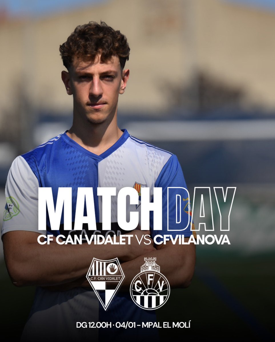 🔵⚪ MATCH DAY · Primer partit de l’any

⚔️ CF Can Vidalet – CF Vilanova
🕛 12:00 h
📍 Mpal. El Molí

💙🤍 Avui comencem l’any a casa. Tots al Molí!