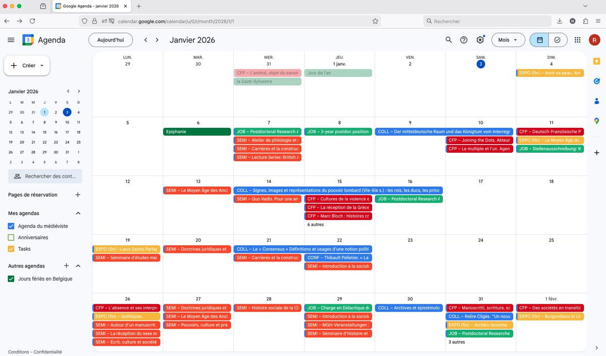 Le calendrier du RMBLF a été mis à jour hier : rmblf.be/calendrier/

Vous pouvez y retrouver l'actualité des prochaines semaines dans le champ des études médiévales.