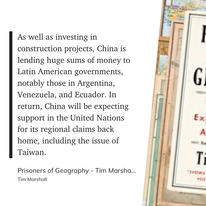 DehranNotes's tweet photo. 3️⃣ Marshall’s map was the warning.

Tim Marshall argued that China’s loans and construction projects in states like Venezuela were not charity but down payments on future political support in forums like the UN—and insulation against US pressure.

By tying Caracas into oil‑for‑debt deals and infrastructure credit, Beijing turned Venezuelan geography and resources into leverage it could quietly use when a showdown came.