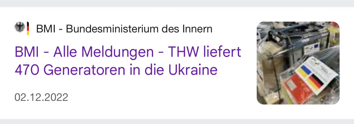 pwegner_success's tweet image. In Berlin ist Stromausfall und die Regierung löscht gestern die Seite, dass unser THW 470 Stromgeneratoren ins Ausland verschenkt worden sind?

Warum?