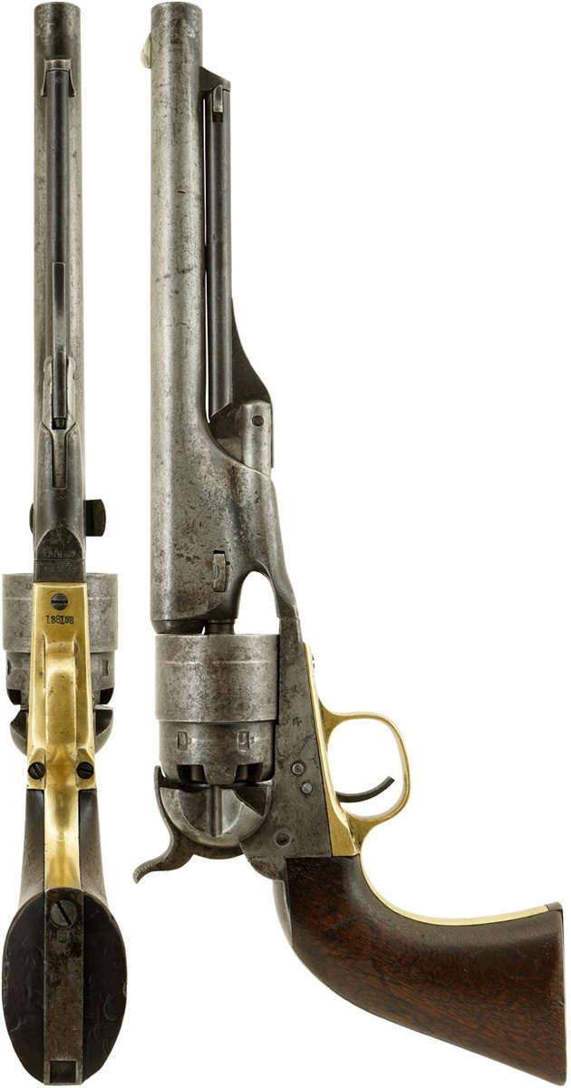 chicagodojp's tweet photo. US #コルト M1860 アーミー #リボルバー (3 Screw Model、#138153)【9385】
#松本零士 先生の旧蔵品で、#米国陸軍 のインスペクター刻印 (#Cartouche=#カートゥーシュ) が入った一挺です。　全てのM1860 #アーミー は商品化されています。

#南北戦争 #火縄銃 #シカゴレジメンタルス #拳銃 #ピストル https://t.co/VYK255cLeE