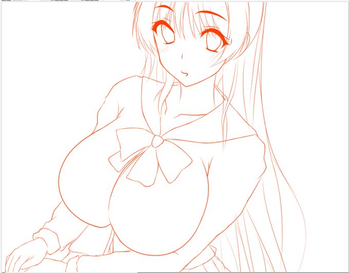 タマタマの線画整え中〆(*'∀`*)b 