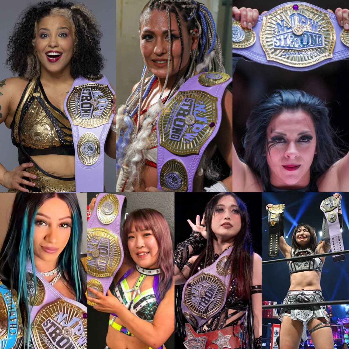 TheDrainmaker's tweet photo. NJPW STRONG Women's Championship lineage:

1. Willow Nightingale
2. Giulia
3. Stephanie Vaquer
4. Mercedes Moné
5. AZM
6. Saya Kamitani
7. Syuri https://t.co/5aL37IpeSL