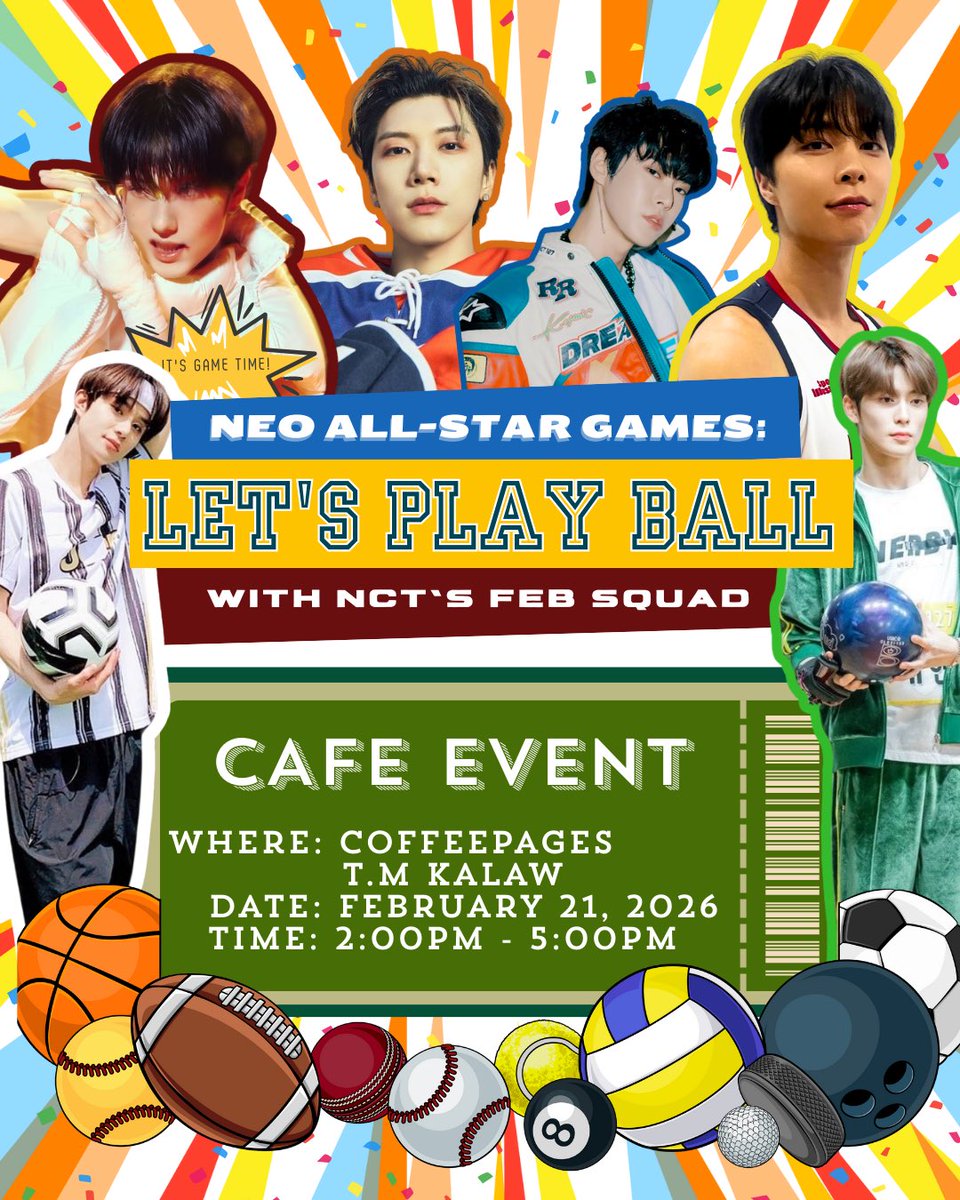 NeoctzenEvents's tweet image. NEO ALL-STAR GAMES: Let's Play Ball with NCT's Feb Squad ⚽️🏀🏈

Join us as we celebrate NCT's February birthday celebrants! FAQs and registration details will be posted soon.

See you there!

#NeoAllStarGamesNCTFebSquad
#Doyoung #Jisung #Johnny #Jaehyun #Jungwoo #Ten