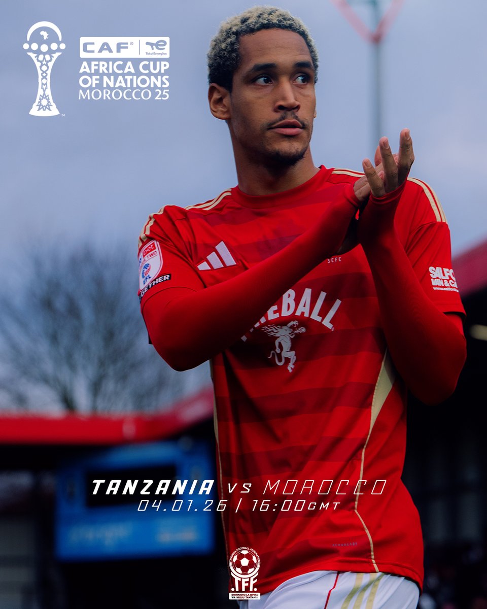 SalfordCityFC's tweet image. Haji Mnoga's @Tanfootball will take part in the Africa Cup of Nations knockout stages for the first time this afternoon, when they face Morocco at 16:00 GMT 🇹🇿

Wishing @mnogsss and the Taifa Stars luck in a historic day for Tanzanian football ⚽️