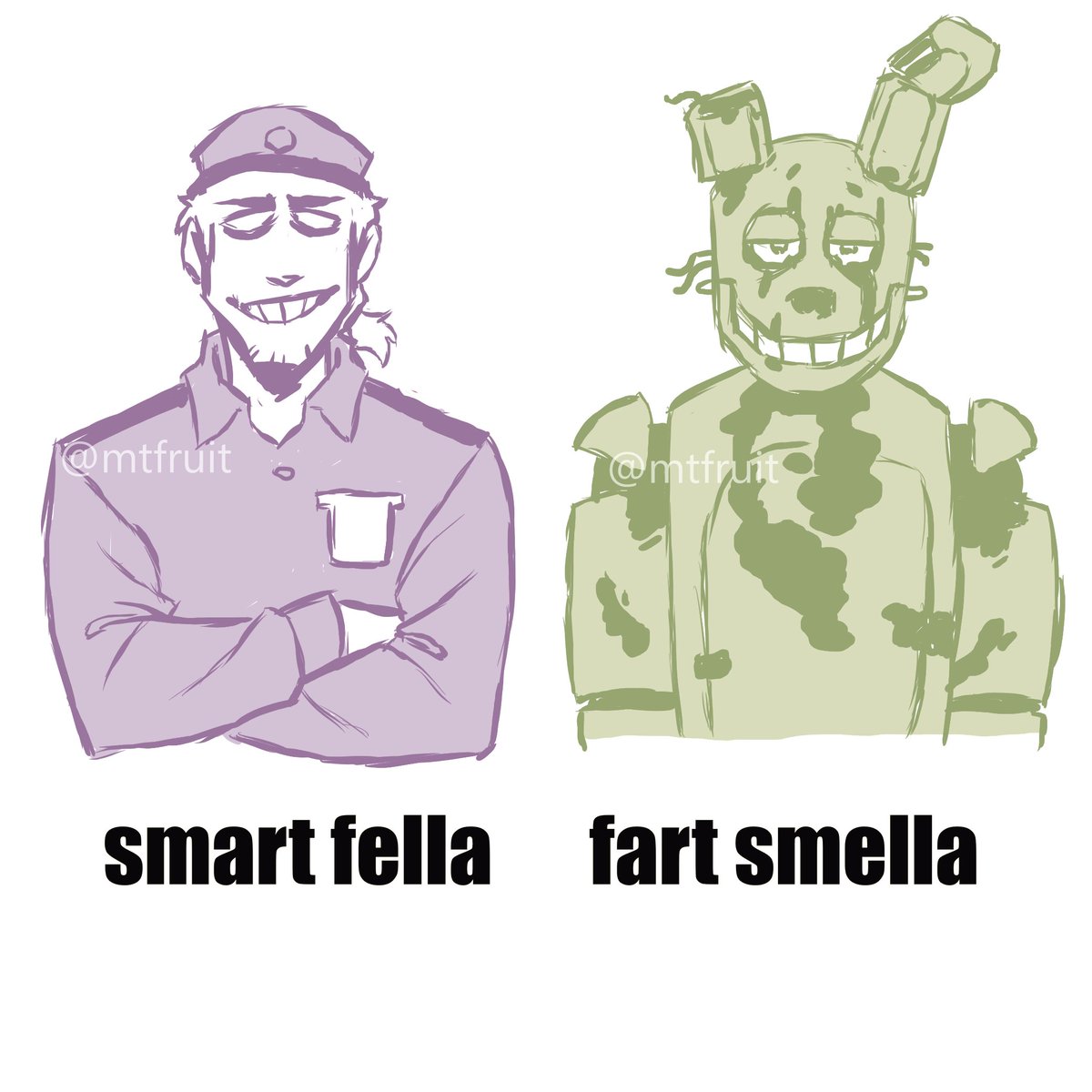 mtfruit's tweet image. are you smart fella or fart smella? 🤔
#fnaf #Williamafton #springtrap