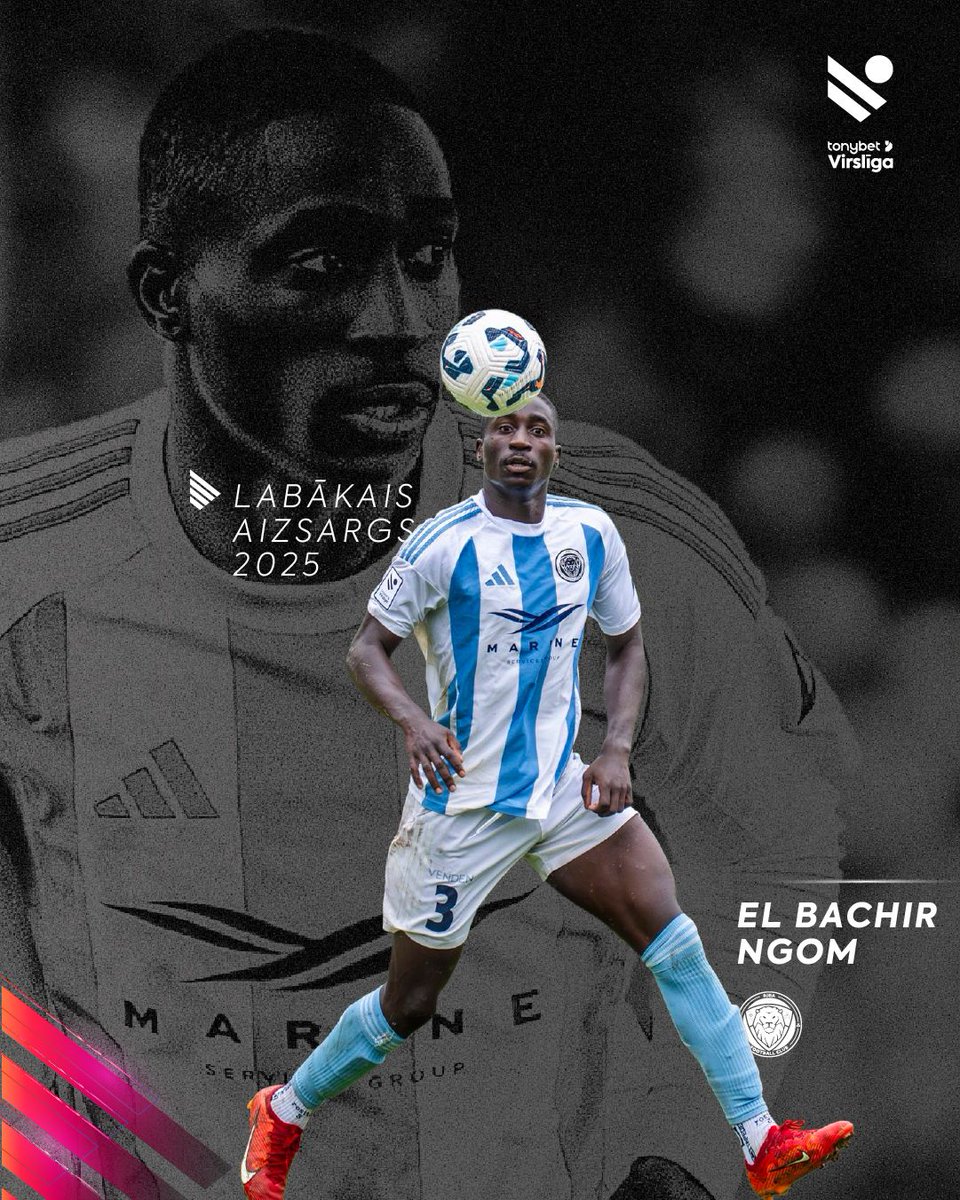 🌟 Galveno treneru un kapteiņu vērtējumā labākais aizsargs Virslīgā 2025. gadā - El Baširs Ngoms (<a href="/RigaFC_Official/">Riga FC</a> )!