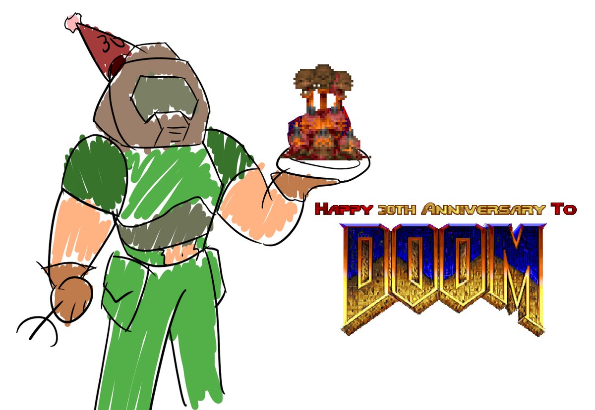 Happy 30th anniversary to Doom! I honestly don't know if I'd have an online presence without this game, so it means a lot to me. | #Doom |