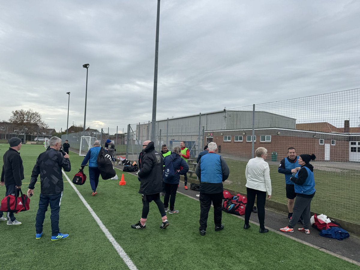 Great attendance today for training and looks like everyone enjoyed it. Even Malcom hit the floor, but with a smile.#walkingfootball #brightlingsea #essex