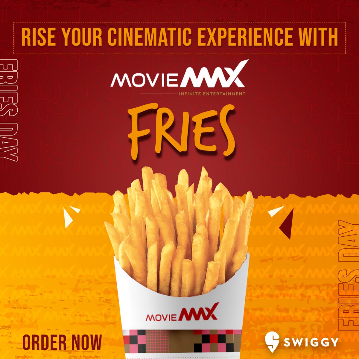 moviemaxoffl's tweet photo. Rise your cinematic experience with a side of #MovieMax Fries – the perfect blend of entertainment and flavour!🍟
.
.
.
 #MovieMaxOfficial #FoodDilemma #burgers  #Pizza #Nachos #momos #Fries #FoodLove #MovieMaxFood #CinemaDelight #Bollywood #PopcornTime #Swiggy #foodatdoorstep #Foodie #Cravingfood