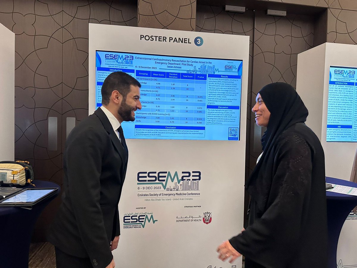 E-CPR Resuscitation for Cardiac Arrest in the Emergency Department: Emergency Medicine Physicians Perception and Practices E- poster presentation by Dr.Hassan Alshaqaq @HassanAlshaqaq #ESEM23 @UAE_ESEM