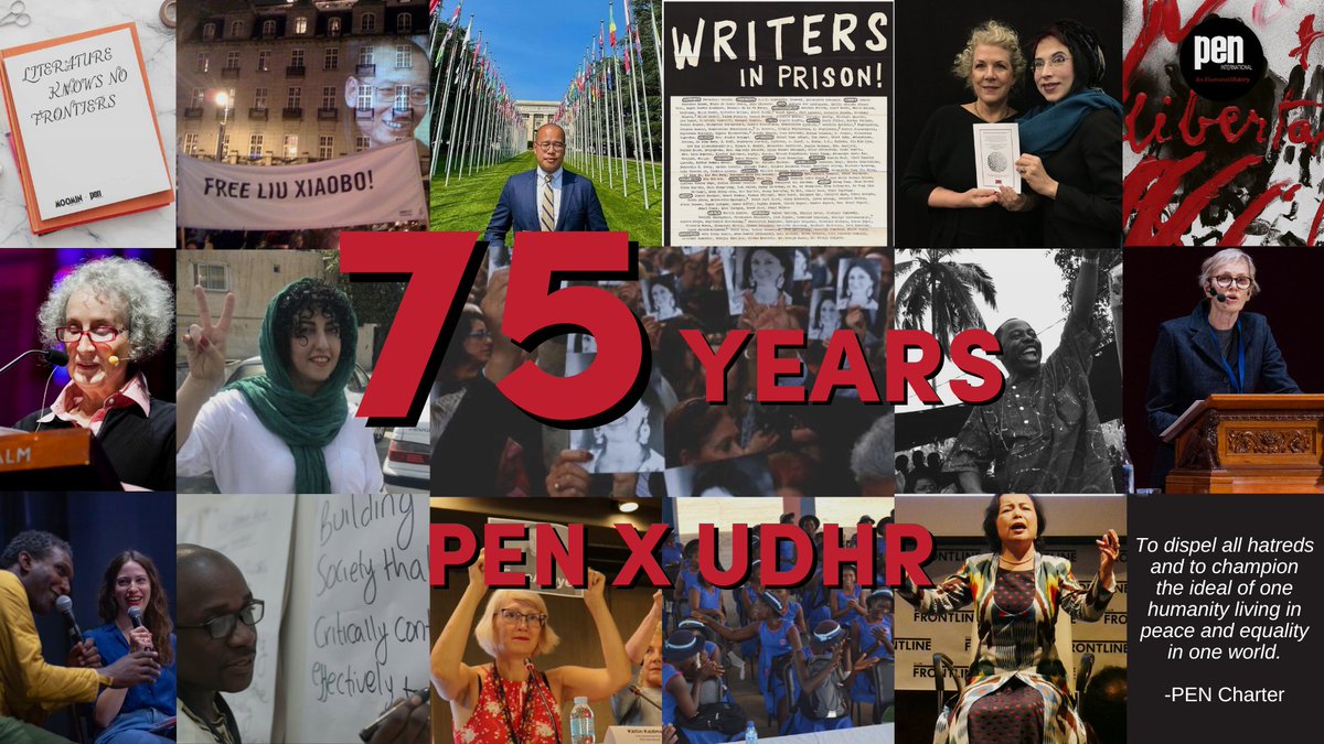 Today marks the 75th anniversary of the Universal Declaration of Human Rights (UDHR). PEN International has been a driving force in shaping this global roadmap for freedom and equality. Support our ongoing mission by joining our pledge for another 75 years of human rights