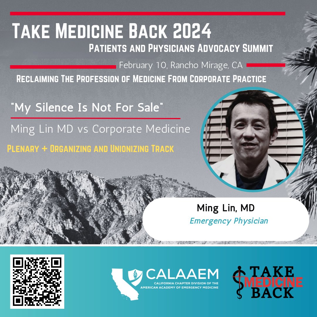 Take Medicine Back (@takemedback) on Twitter photo Registration to the TMB and Cal-@aaem Summit to end #CPoM opens Monday. But you can do this today: Support Ming Lin by donate to the to the AAEM Foundation to support Dr. Lin's battle for due process against corporations <a href="/teamhealth/">TeamHealth</a> and <a href="/PeaceHealthStJo/">PeaceHealth St. Joseph</a>
#StandWithMingLin Registration to the TMB and Cal-@aaem Summit to end #CPoM opens Monday. But you can do this today: Support Ming Lin by donate to the to the AAEM Foundation to support Dr. Lin's battle for due process against corporations <a href="/teamhealth/">TeamHealth</a> and <a href="/PeaceHealthStJo/">PeaceHealth St. Joseph</a>
#StandWithMingLin