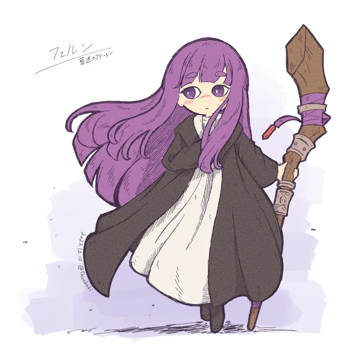 #フリーレンFA  リクエストラクガキでフェルン。 ストレートなロングヘアにシンプルイズベストと言わんばかりのローブといざ描いてみると誤魔化しの効きづらいタイプ…! 次回はシュタルク。 