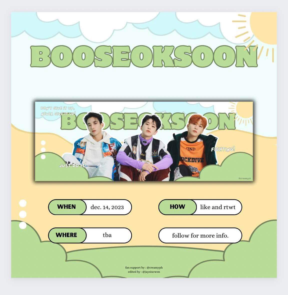 CreamyPh's tweet image. ✦ • AAA 2023 fan support — 
hand banner for #BSS &amp;amp; #SKZ

- mbf &amp;amp; rt 👇🏻
- 1:1, limited qty
- location: tba

#AAA2023inPH #SEVENTEEN #StrayKids #AsiaArtistAwards