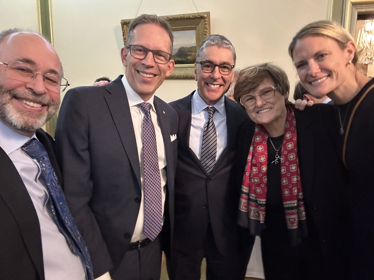 With @kkariko, daughter @zfrancia, early colleagues and solid supporters @barnathanes and @drdavidlanger at yesterday’s reception at the Hungarian Embassy.