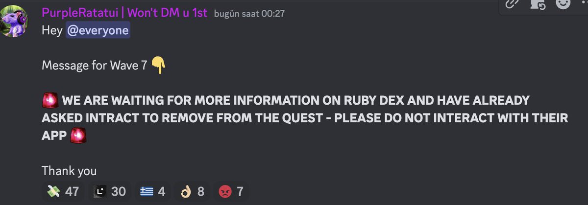Cryptolayd's tweet photo. ❌‼️
#LineaVoyage 7. hafta görevleri için #RubyDex projesini kullandıysanız hemen cüzdanınızla bağlantıyı kesin , hacklenmiş olabilir discord üzerinden işlem yapmamız gerektiği söylendi. https://t.co/3oymuGX0DM