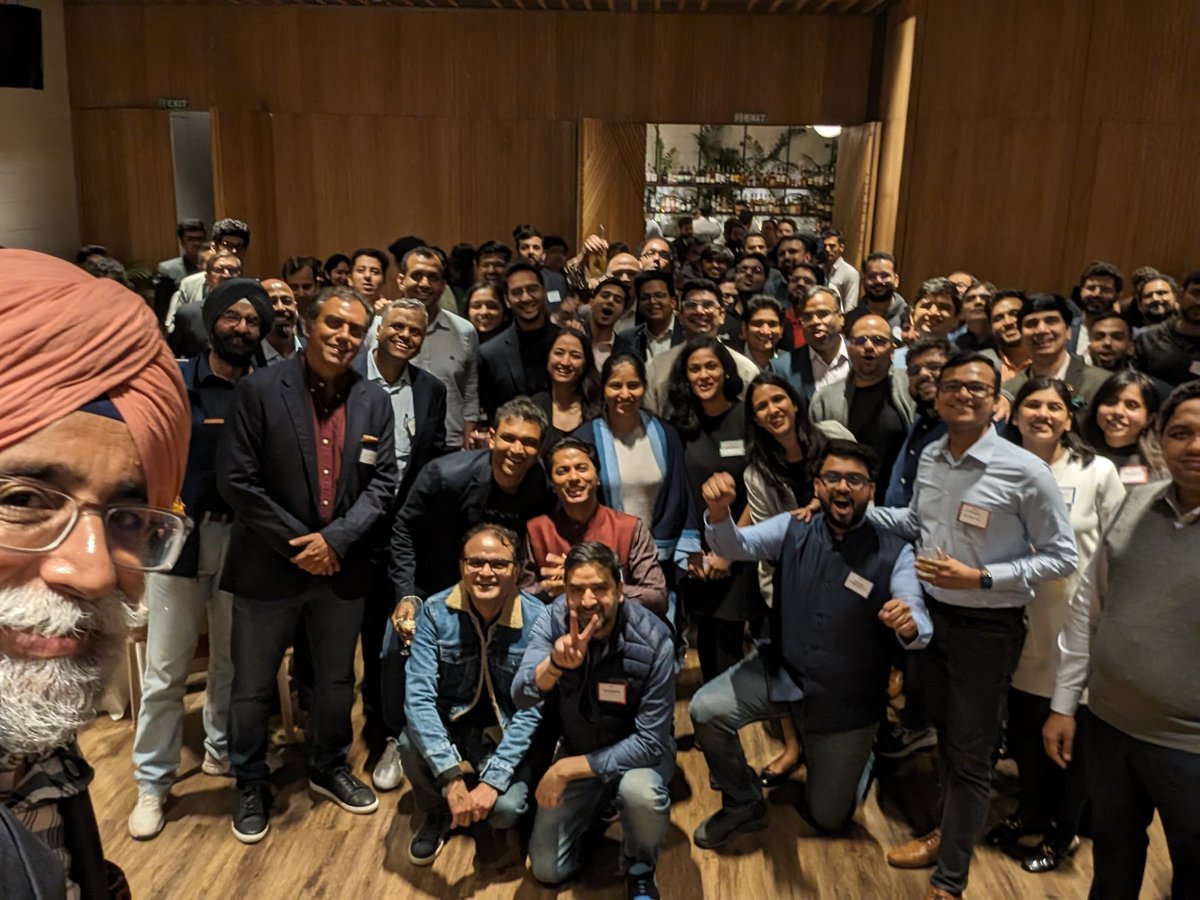 GulatiSinghJ's tweet photo. How rituals happen, why are they valuable and why can't you manufacture them.

Around 2013 or 14 at the first @BlumeVentures day, I must have whipped out my phone and asked everyone to huddle for a selfie - a recent global phenomenon, then. 

Over the past 11 odd years, I have the enviable task to formally close every Blume gathering (where I am present) with an 'archaeological ending' - the group selfie.

Now, I wouldn't have done these after the first couple but now, this ritual (of prompting me) is with @arpiit and @sanjaynath (ok, maybe a @BKartRed and @saritaraichu, @sajithpai), but the final selfie has become (certainly for me) my opening excitement. Not to mention the roving eyes of Sanjay searching across the room to sustain eye contact, lest I was to slip out early.

That group selfie now takes over 10 mins in the making. Which requires me to stand on an upholstered, posh chair (3 mins to get permission); the Blume team is so big now (the fund + investees + guests) it takes 7 minutes to gather them all, there are at least 3 failed attempts (see pics) and I have to buy the latest top of the line, mobile phone before the event (take the hint, Blume)

Things like these cannot be manufactured, people who make it their own (~Blumewallé) cannot be bought and the value of this cannot be fully expressed. 

(And people like @sajithpai cannot be tagged in pictures)
