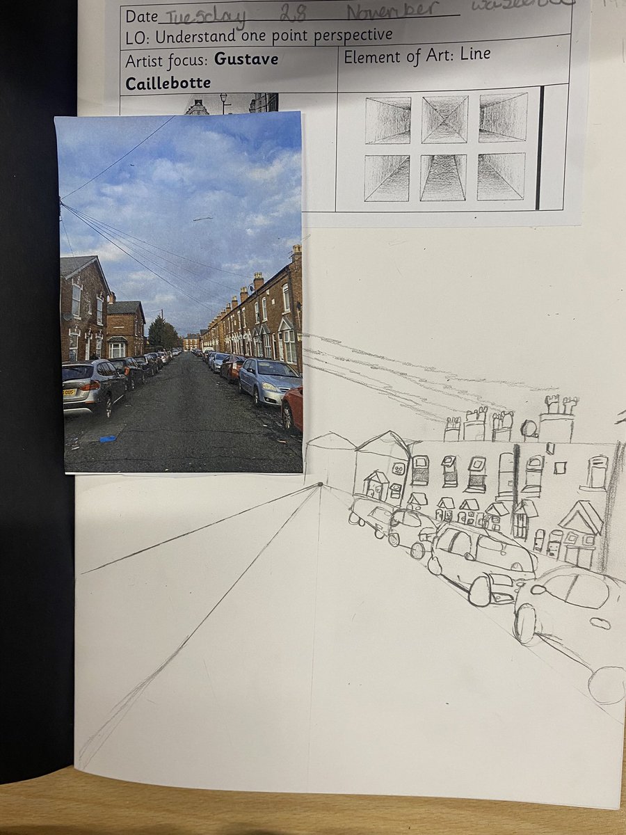 MrsSmith6SW's tweet photo. Following our walk around Balsall Heath year 6 have been working in the style of Gustave Caillebotte and his perspective focused artwork. @CliftonPrim @artatclifton https://t.co/3WSV41UAeS