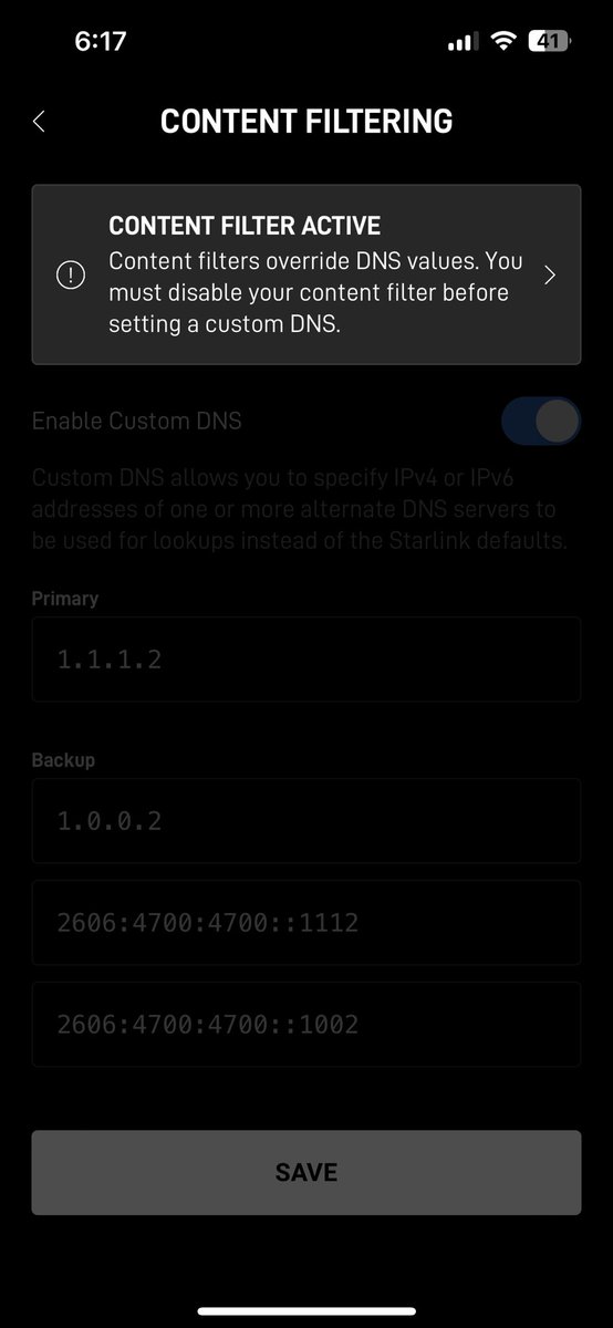 fserto's tweet photo. Awesome to see @Starlink using @Cloudflare ‘s recursive DNS for content filtering. https://t.co/ug97CvgdD4