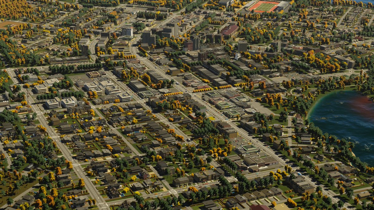 Beautiful spring time in my #CitiesSkylinesII city #CitiesSkylines