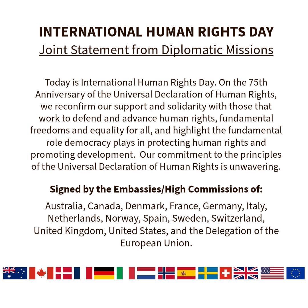 Joint statement from diplomatic missions on the occasion of International Human Rights Day #IHRD2023