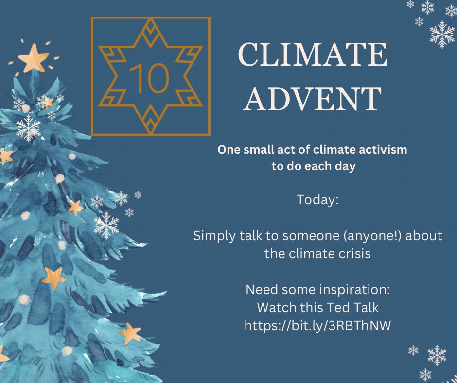 Day 10 - Activist Advent Sometimes my heart yearns for less performative #activism & more real people having messy, vulnerable & constructive conversations with their communities So today’s action is to simply talk to someone about the climate crisis 👉 bit.ly/3RBThNW